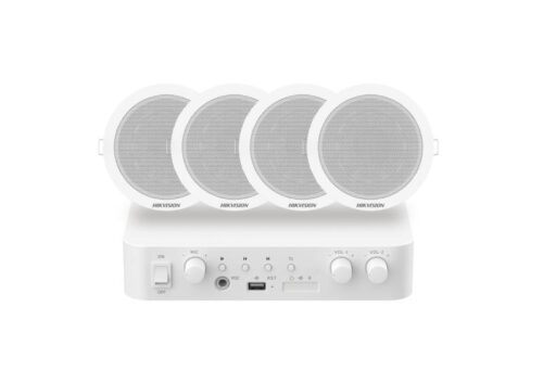Hikvision Hybrid Audio Kit with 80W Network Amplifier and 4* 6W Ceiling Speakers DS-QAE1KA80206-4